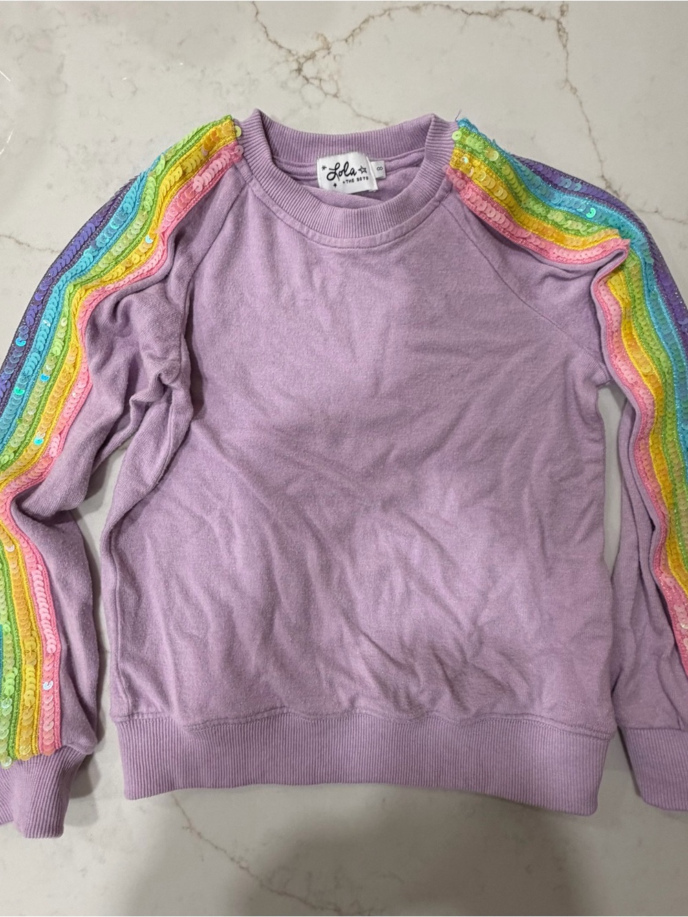 Lola + the Boys Purple Rainbow Sequin Tracksuit Set Girls Size 8
